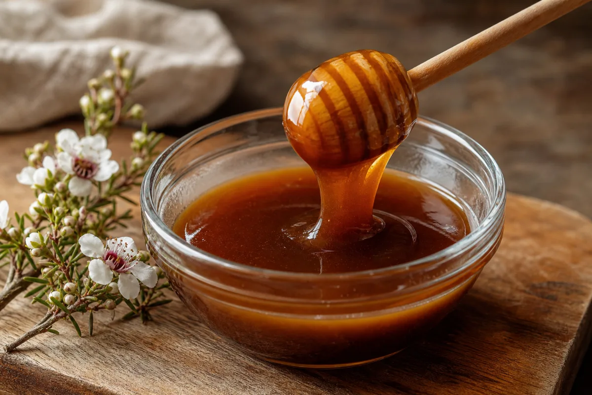 Close-up of manuka honey
