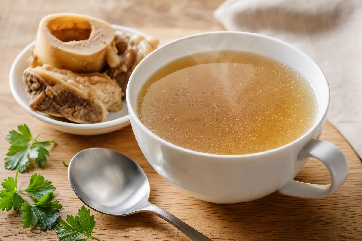 Close-up of bone broth