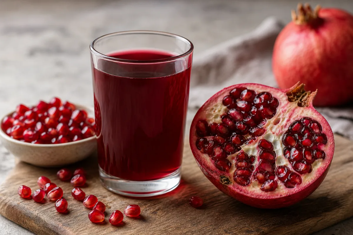 Close-up of pomegranate juice
