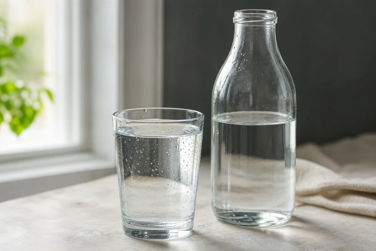 Close-up of water (tap & bottled)