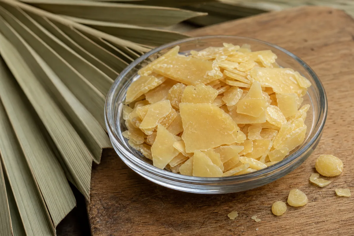 Close-up of carnauba wax