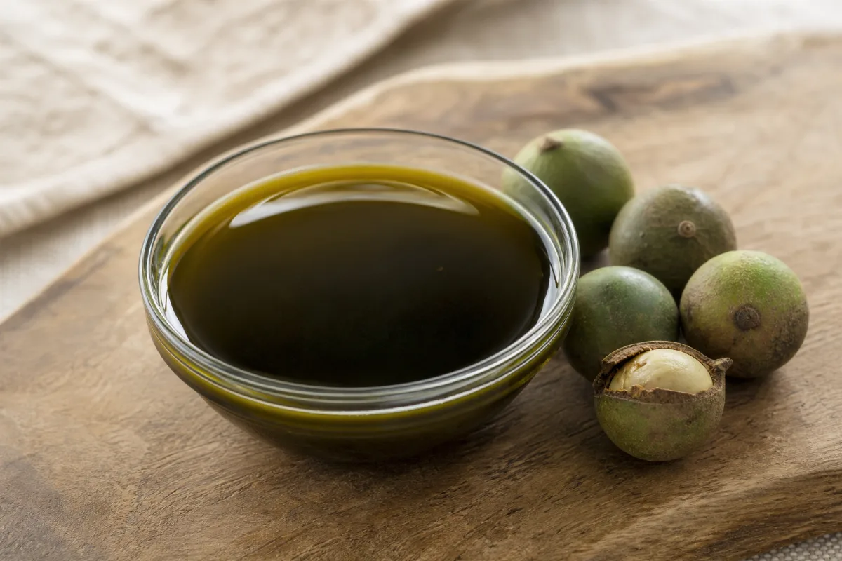 Close-up of tamanu oil