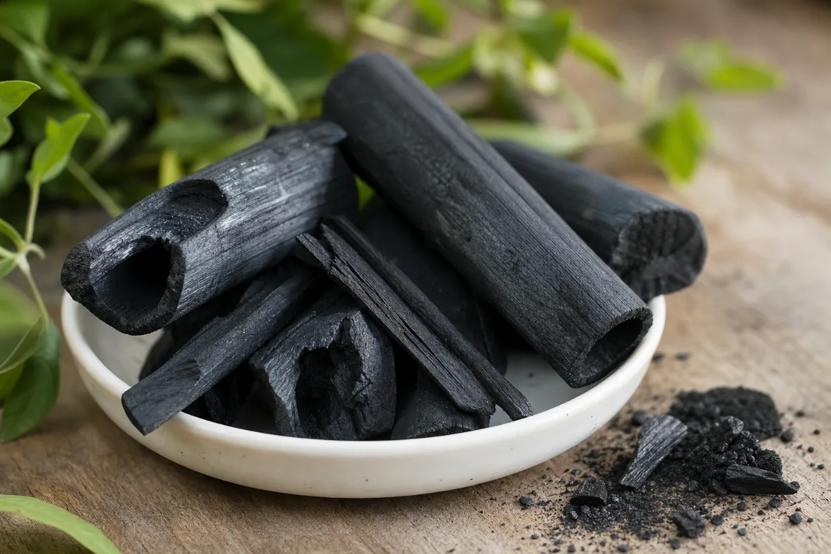 Close-up of bamboo charcoal