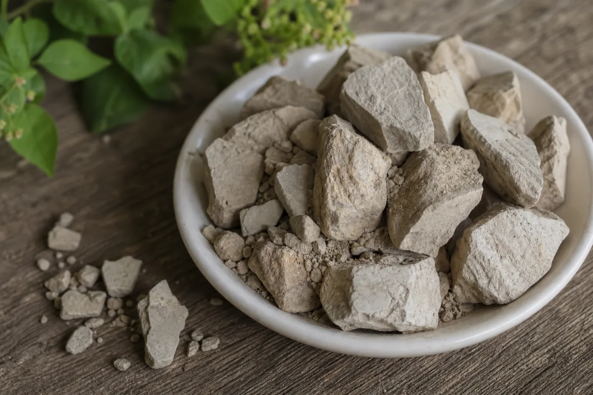 Close-up of eating clay (geophagy)