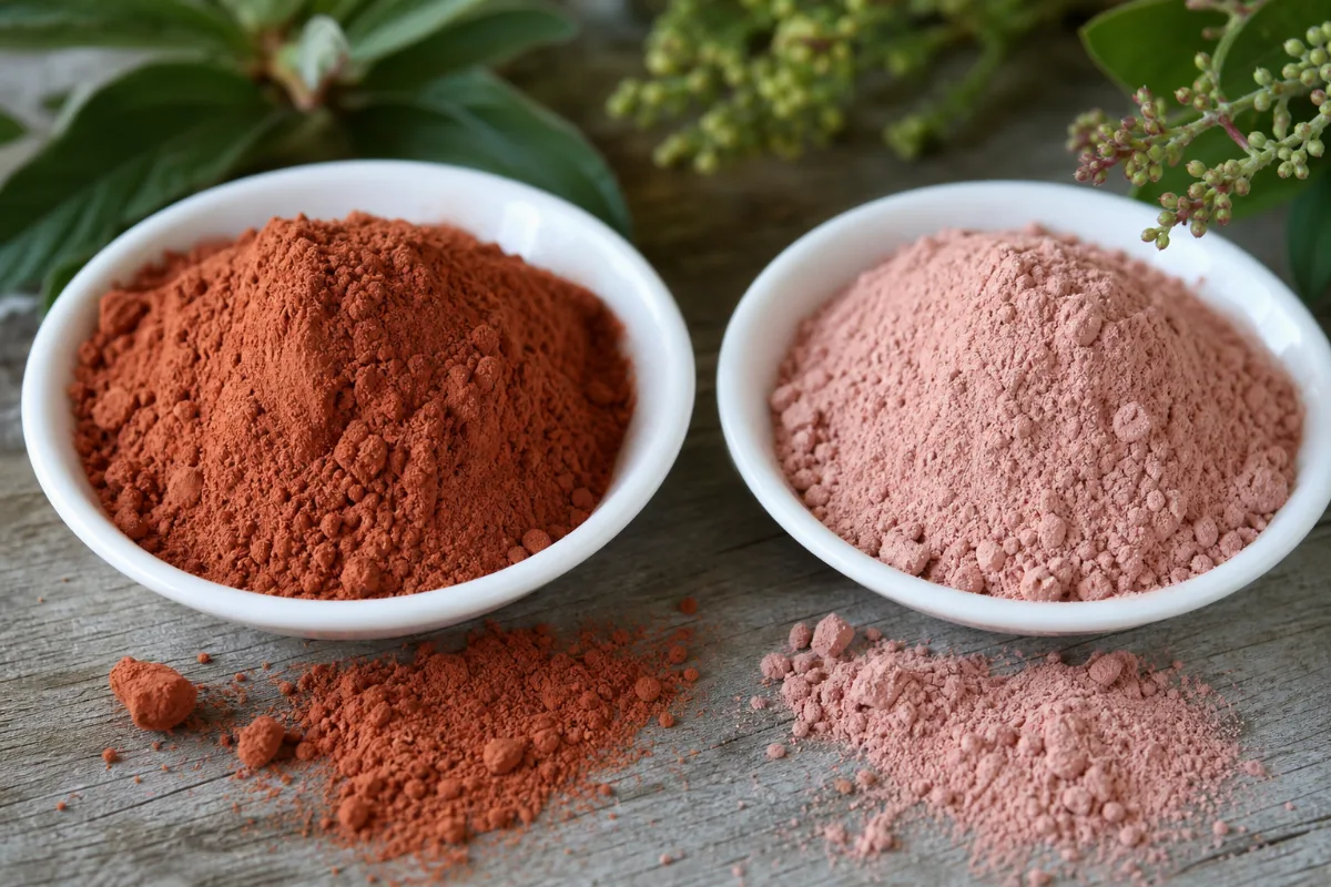Close-up of red and pink clay