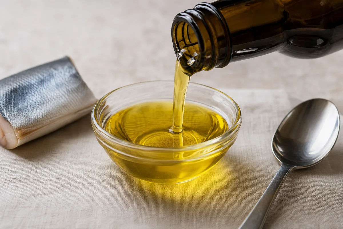 Close-up of cod liver oil & fish oil (food view)