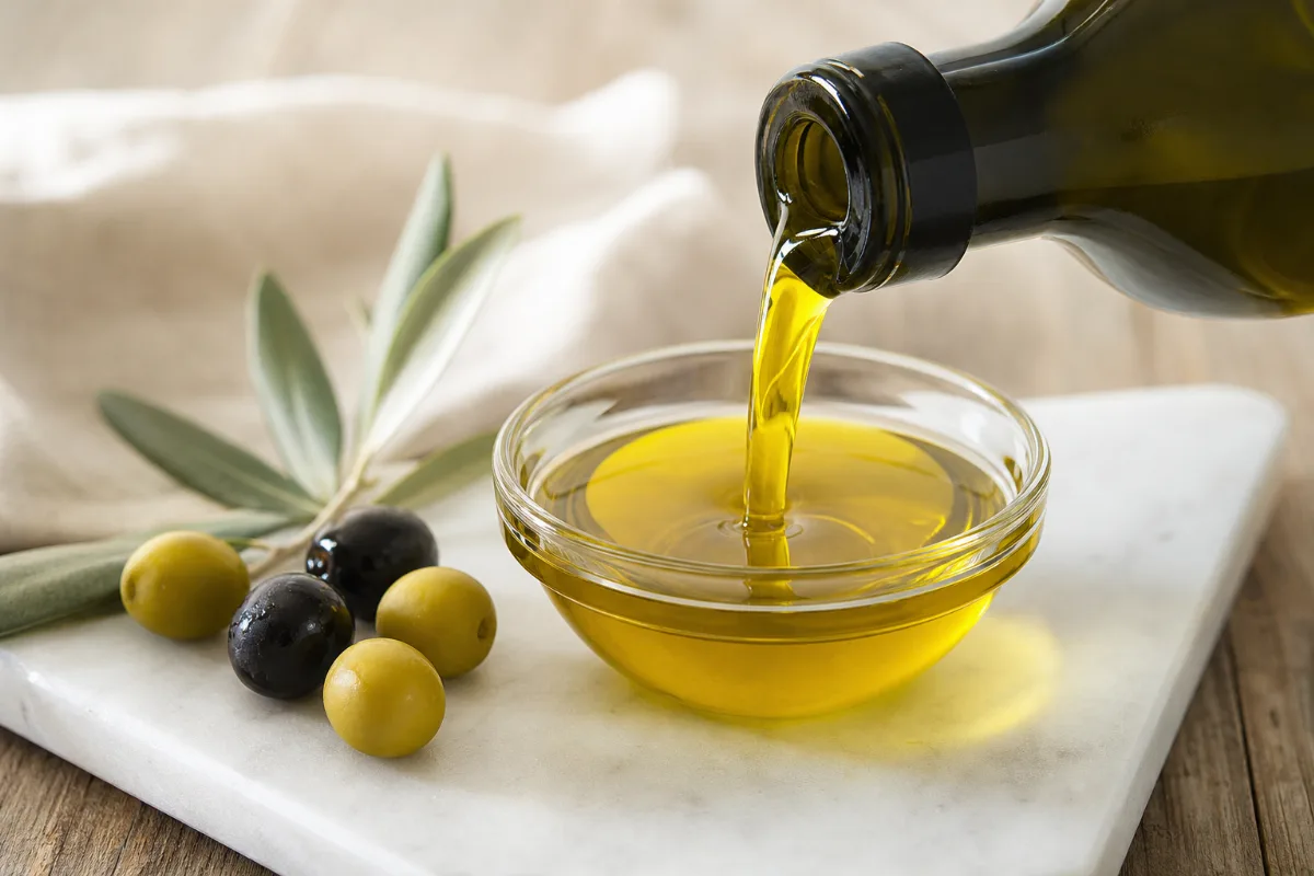 Close-up of extra virgin olive oil