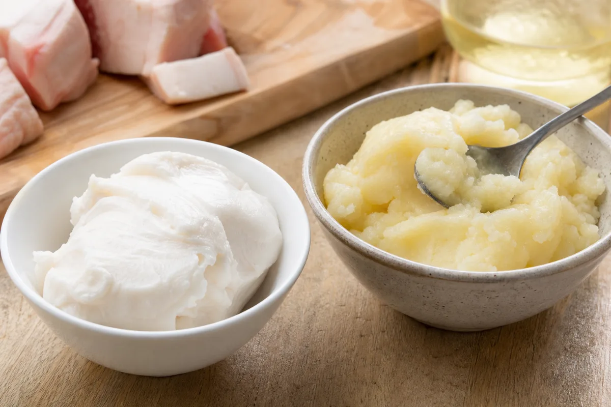 Close-up of lard & beef tallow