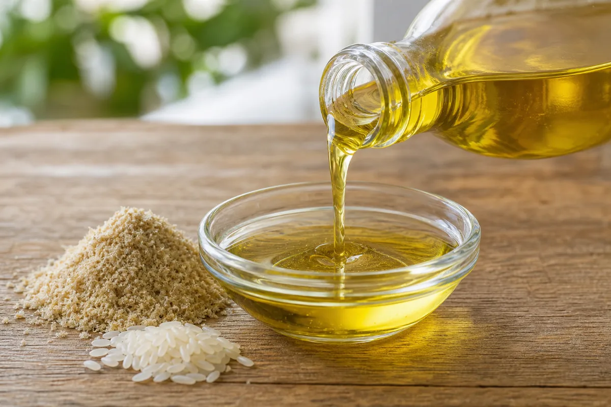 Close-up of rice bran oil