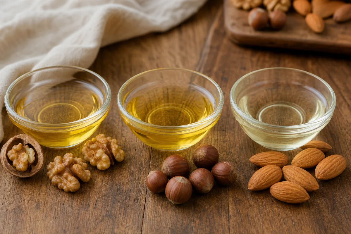 Close-up of walnut & other nut oils