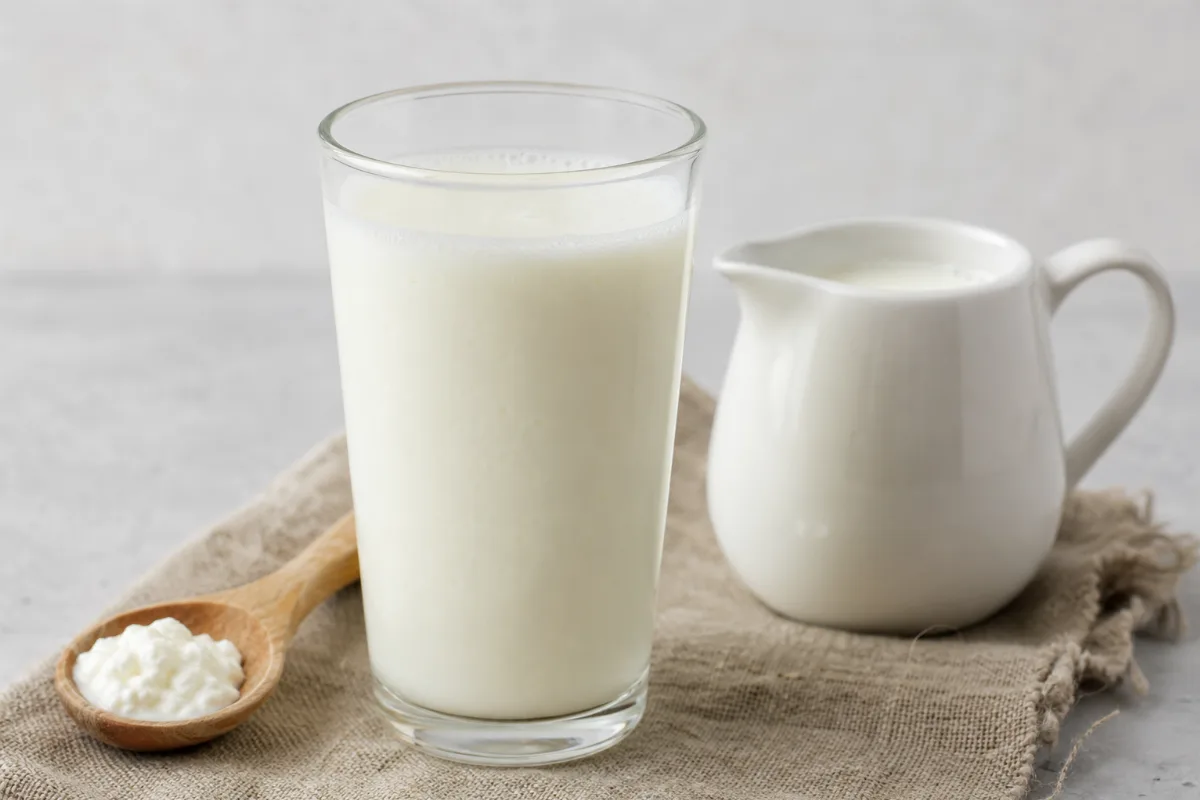 Close-up of cultured buttermilk