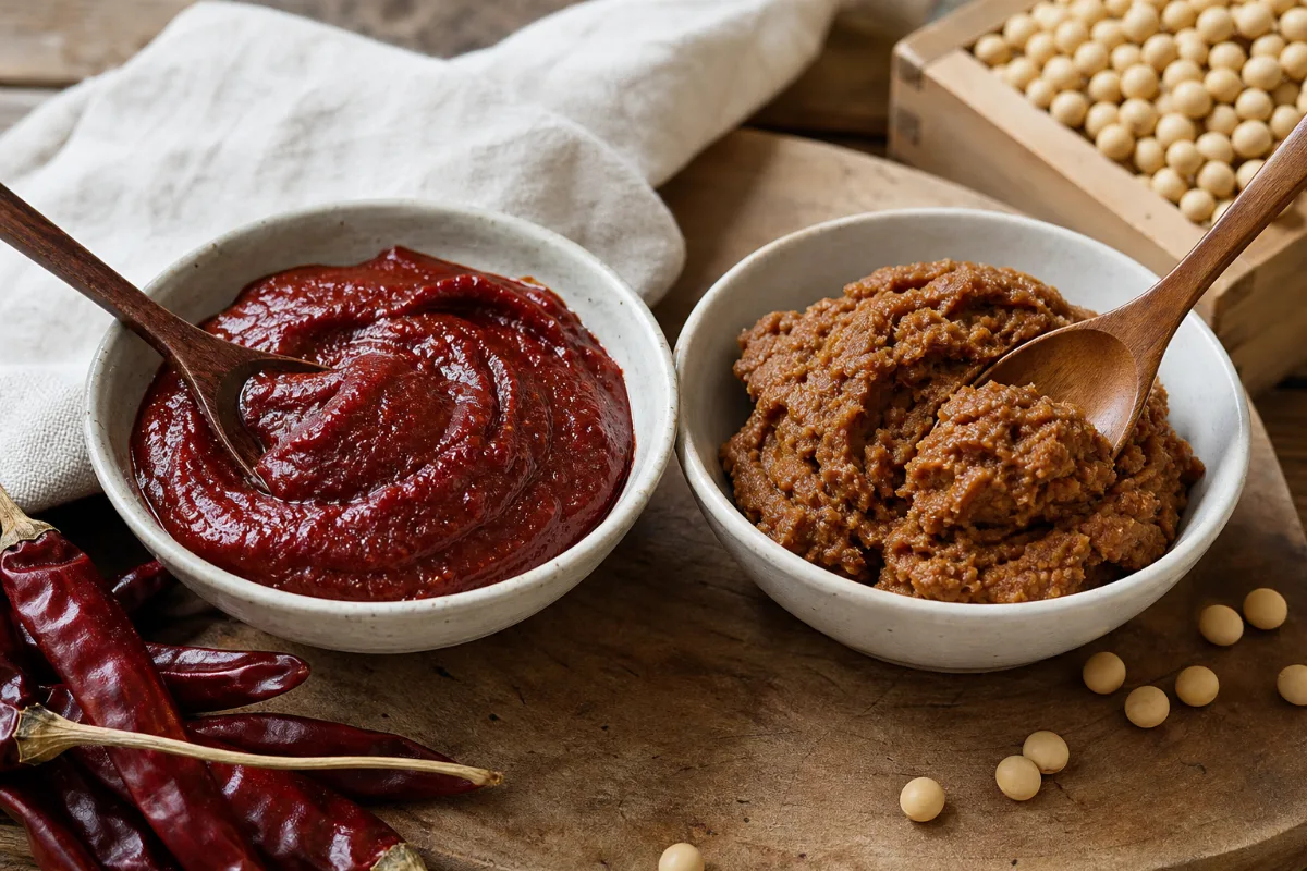 Close-up of gochujang & doenjang