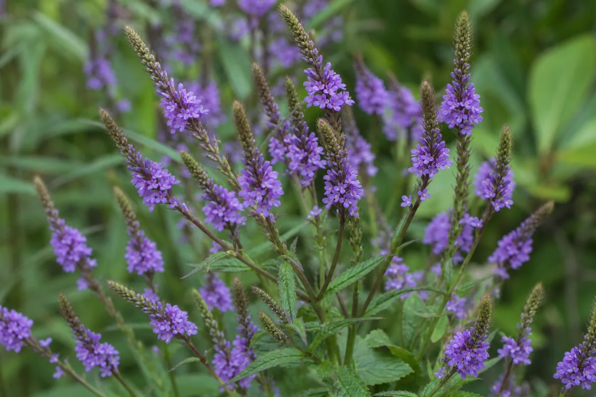 Close-up of blue vervain (Verbena hastata) leaves