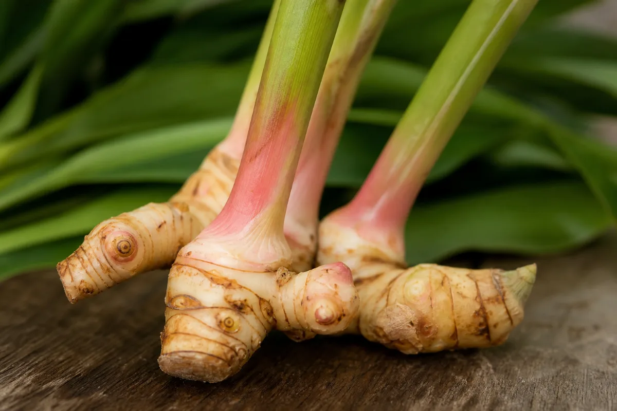 Greater galangal (Alpinia galanga) rhizome, close up