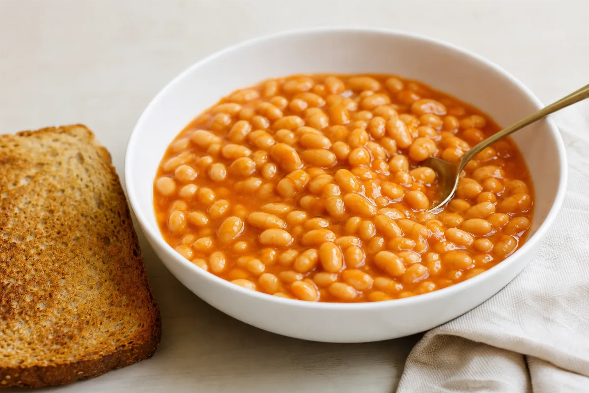 Close-up of baked beans