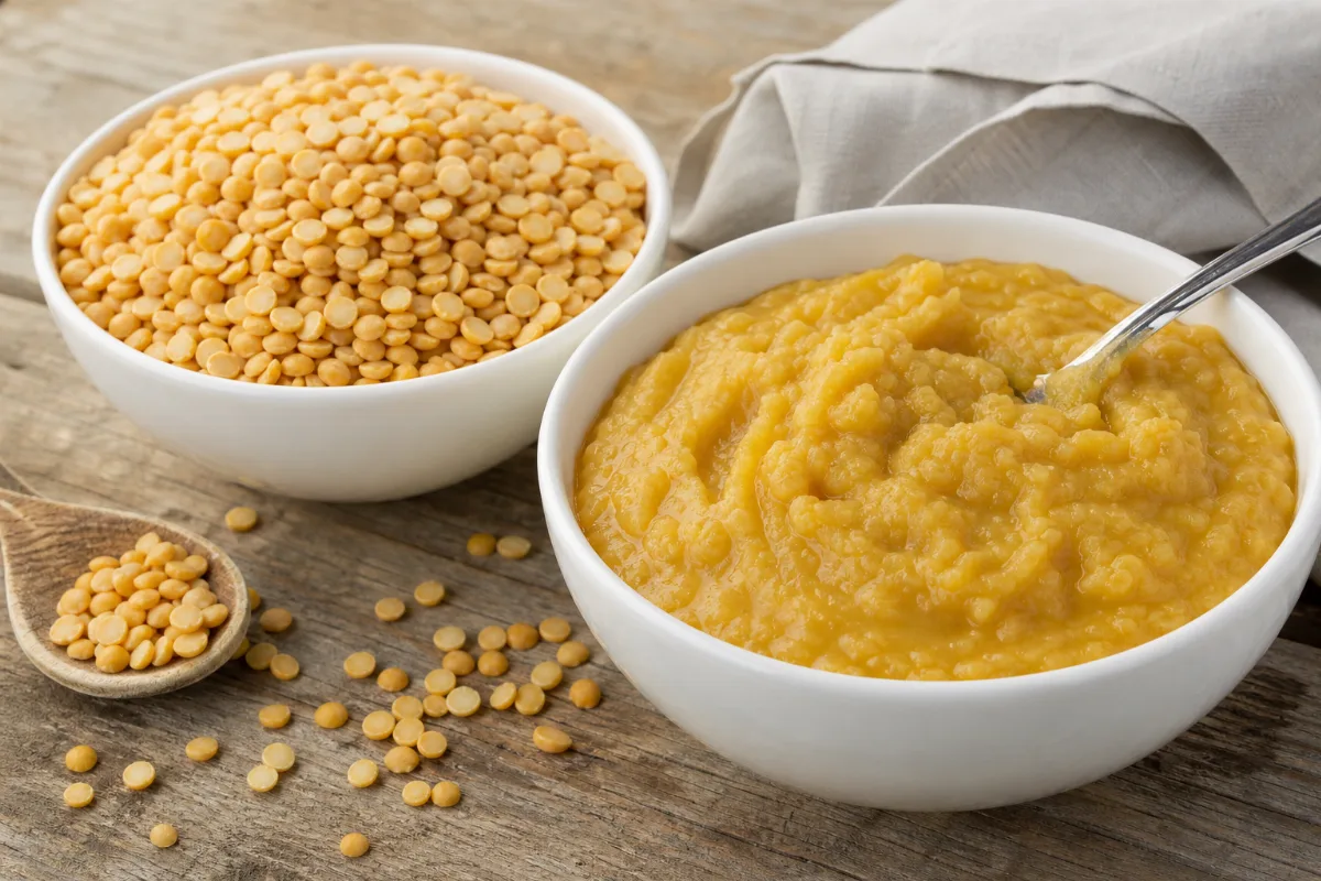 Close-up of split peas