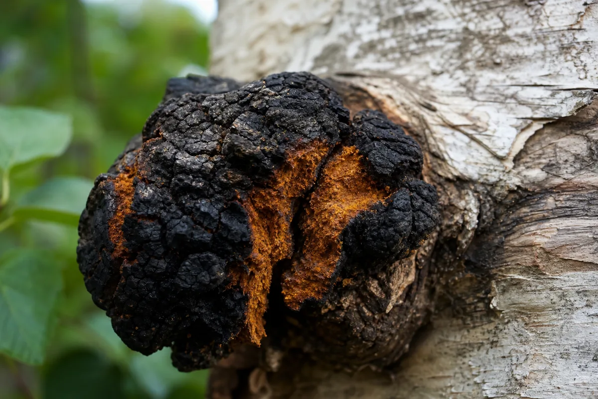 Close-up of chaga
