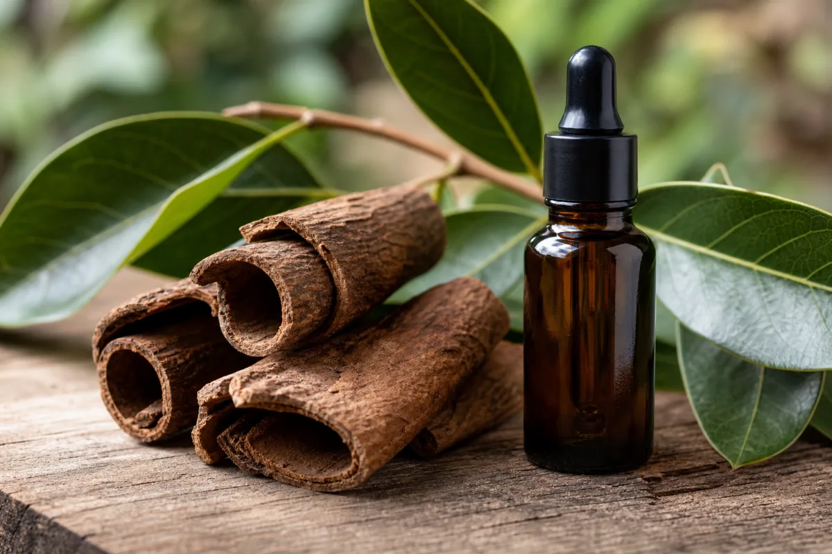 Close-up of cassia oil