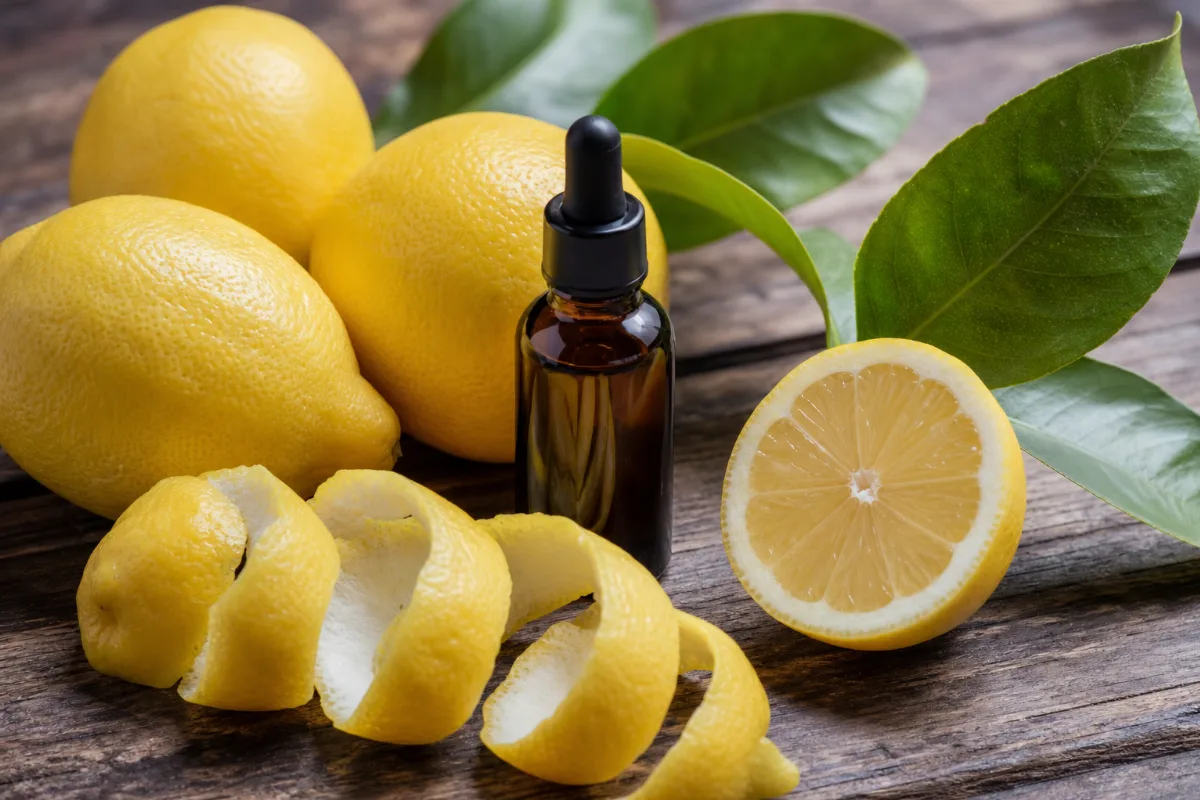 Close-up of lemon oil