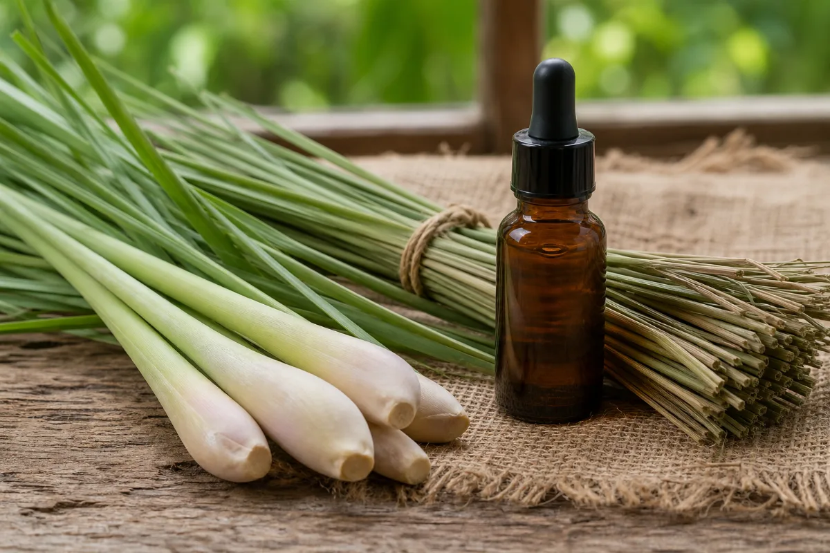 Close-up of lemongrass oil