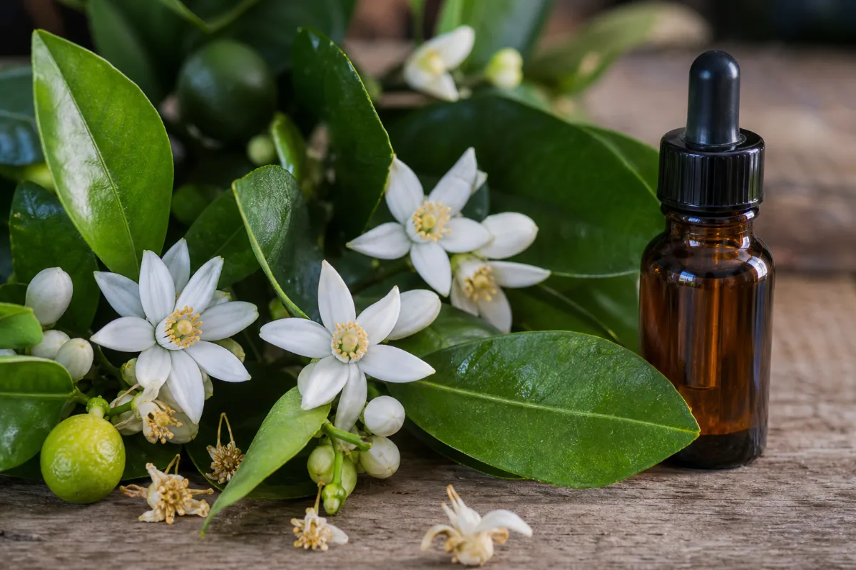 Close-up of neroli oil