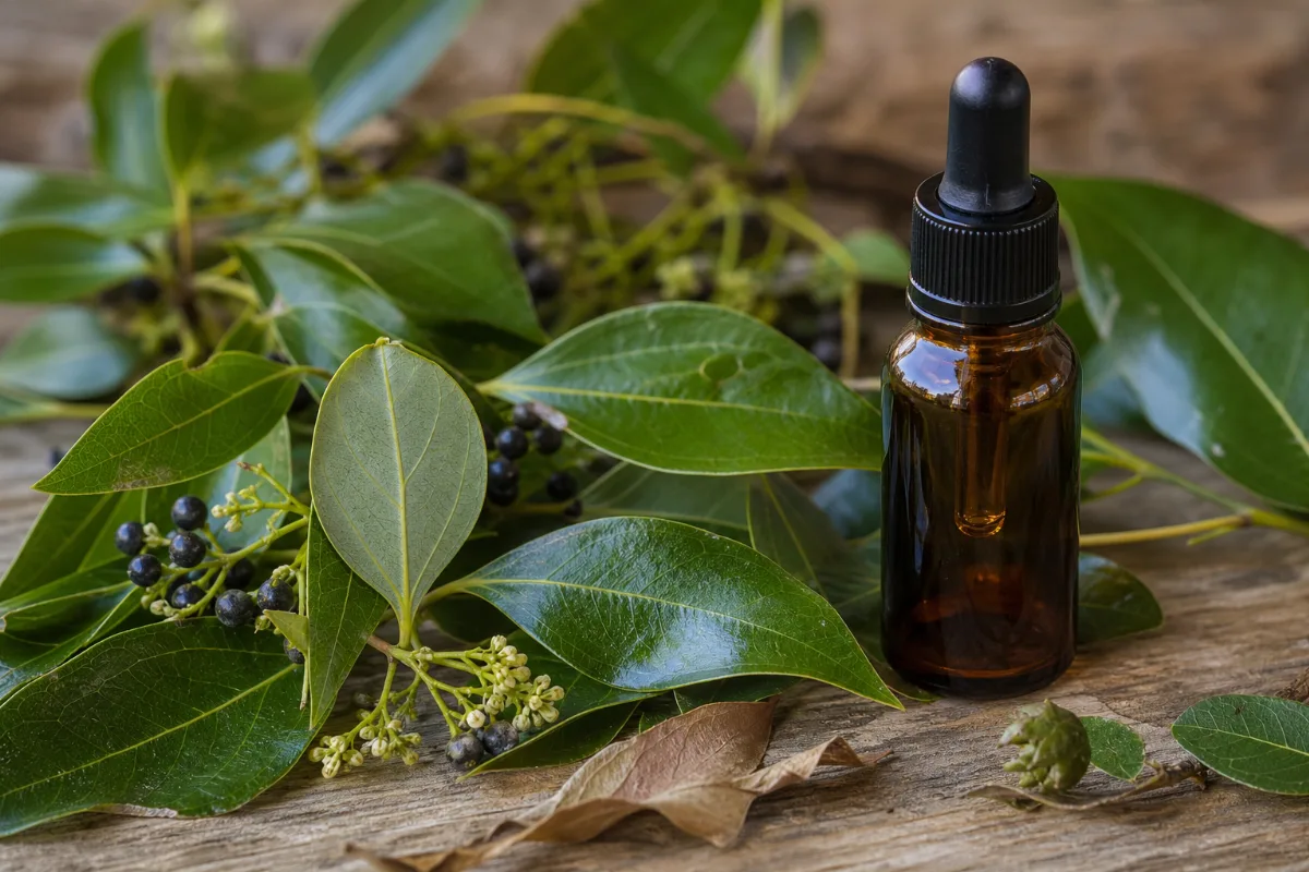 Close-up of ravintsara oil