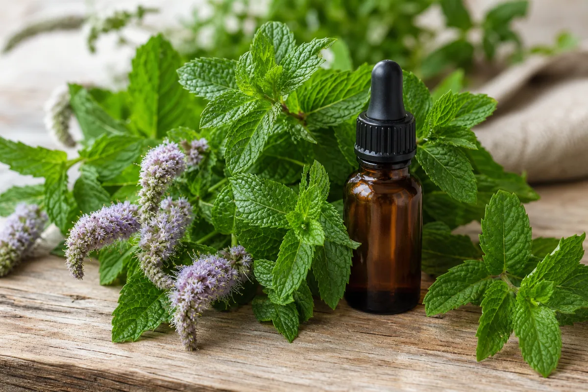 Close-up of spearmint oil