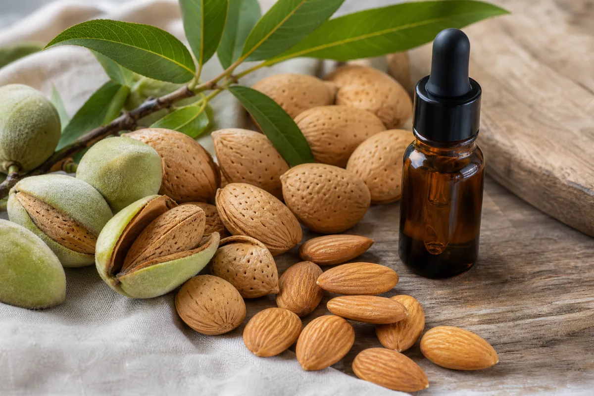 Close-up of sweet almond oil
