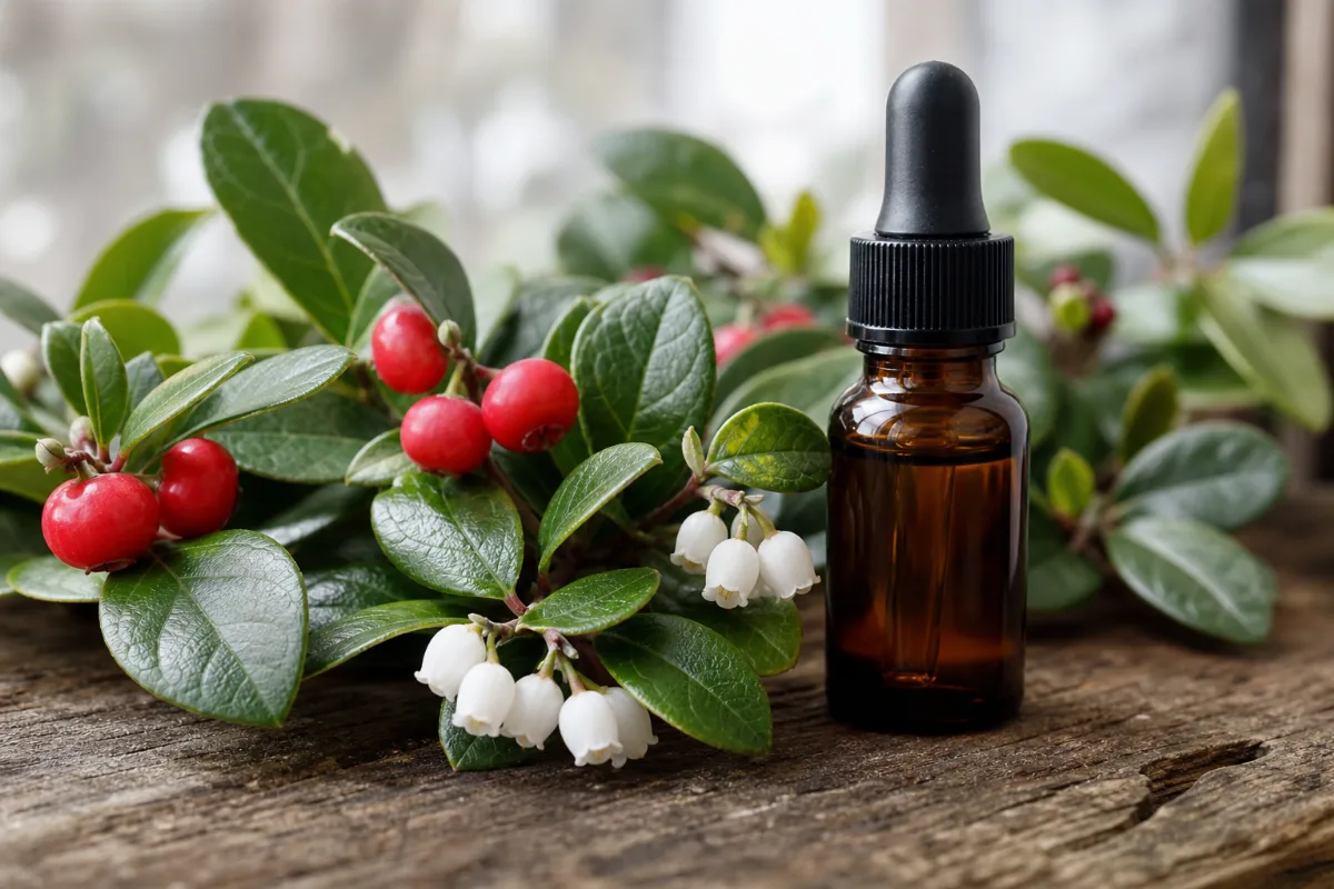 Close-up of wintergreen oil