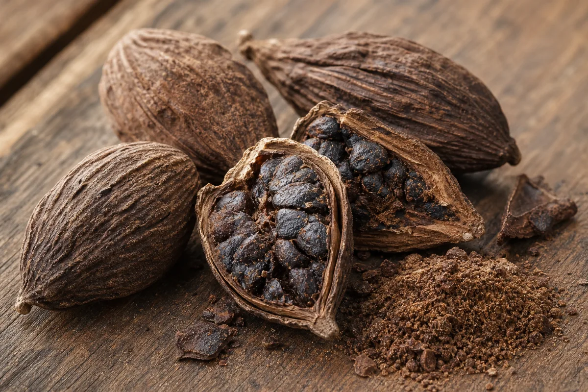 Close-up of black cardamom