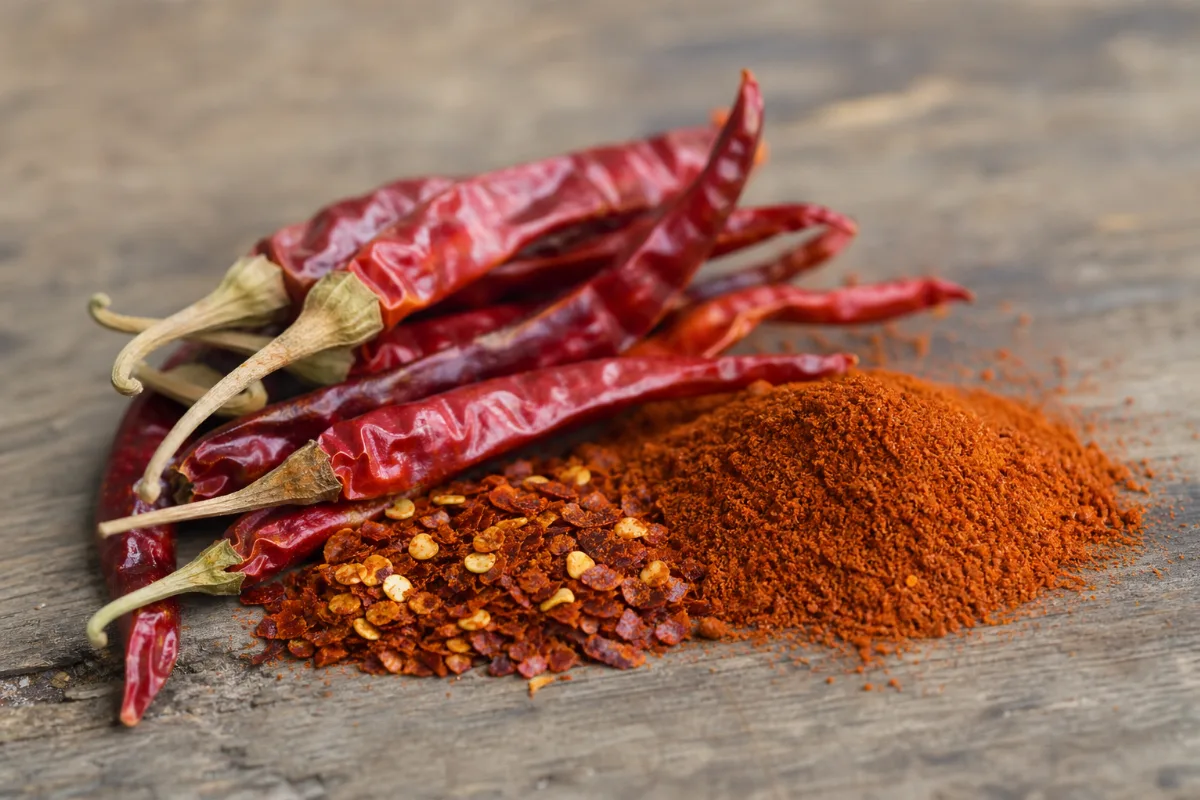 Close-up of cayenne and chili pepper