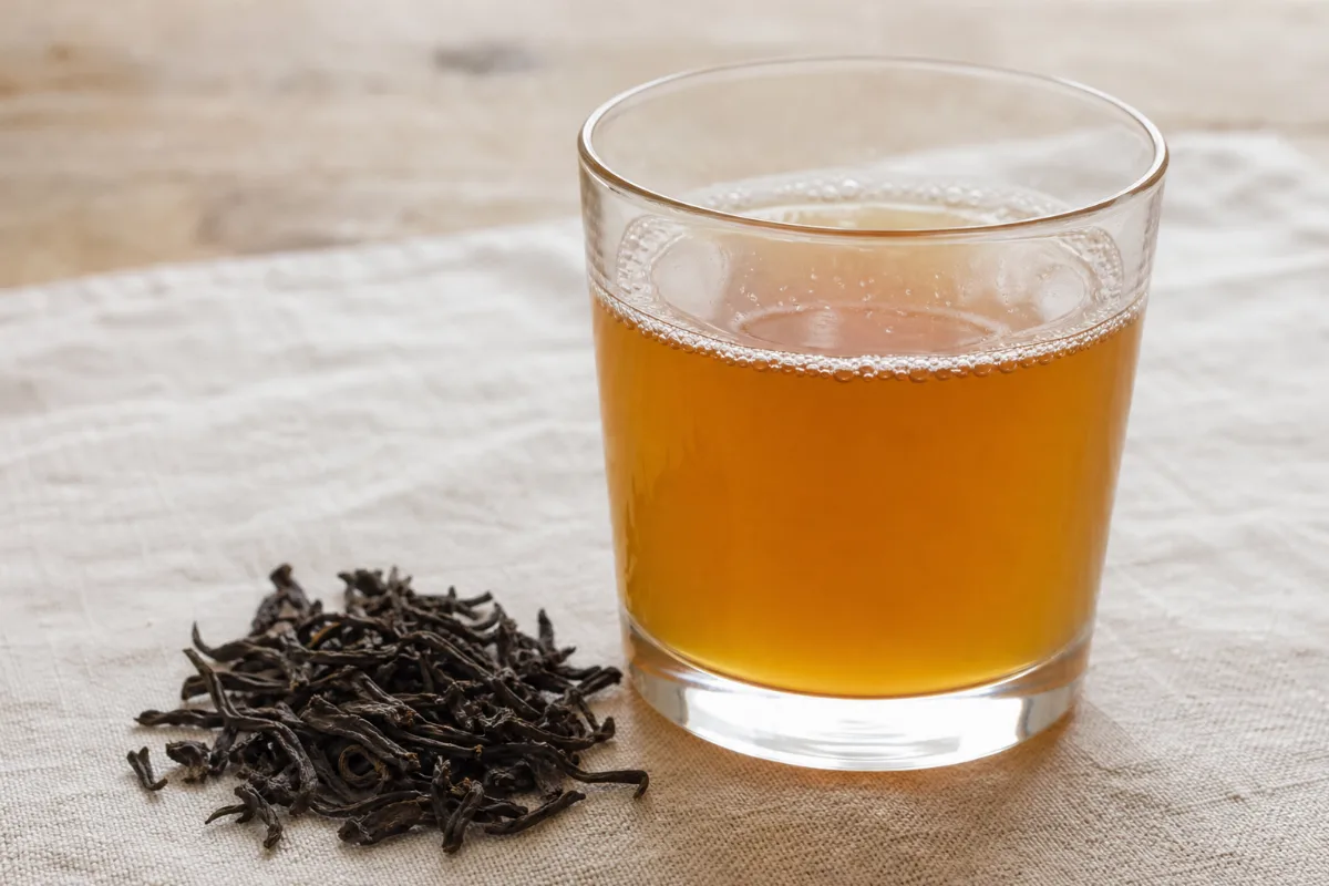 Close-up of kombucha (fermented tea)